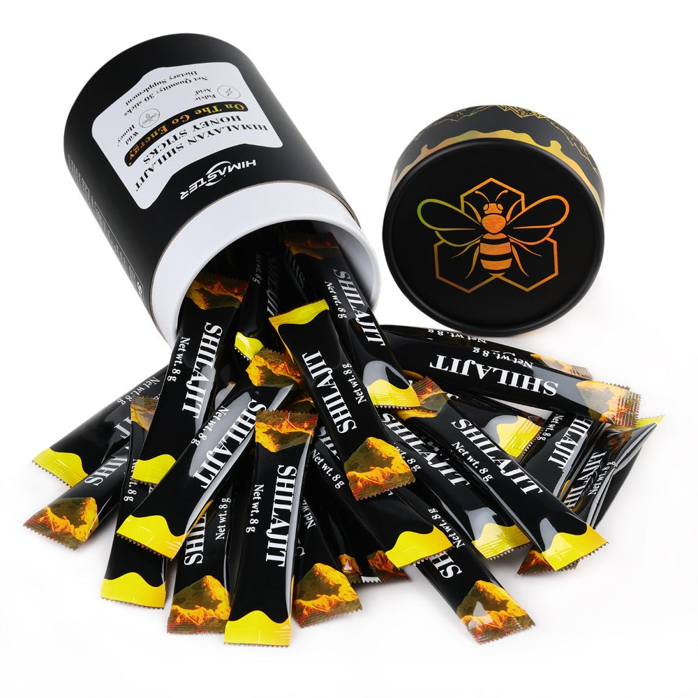 Herbal Supplements with HIMASTER Label, Shilajit Honey Saffron Sticks, 30 Sticks per Package