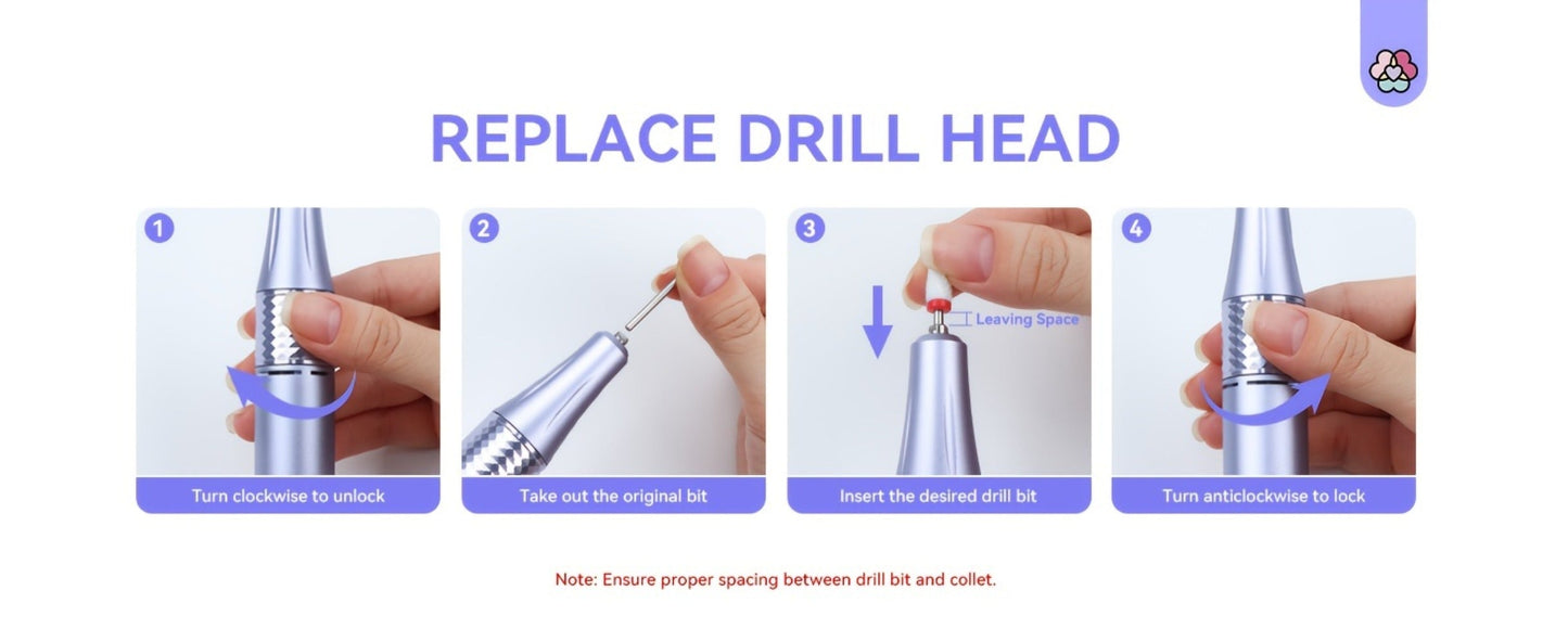 Electric Nail Drill SAVILAND Purple 50,000 RPM Rechargeable E-File with Display, Forward-Reverse and Accessory Kit
