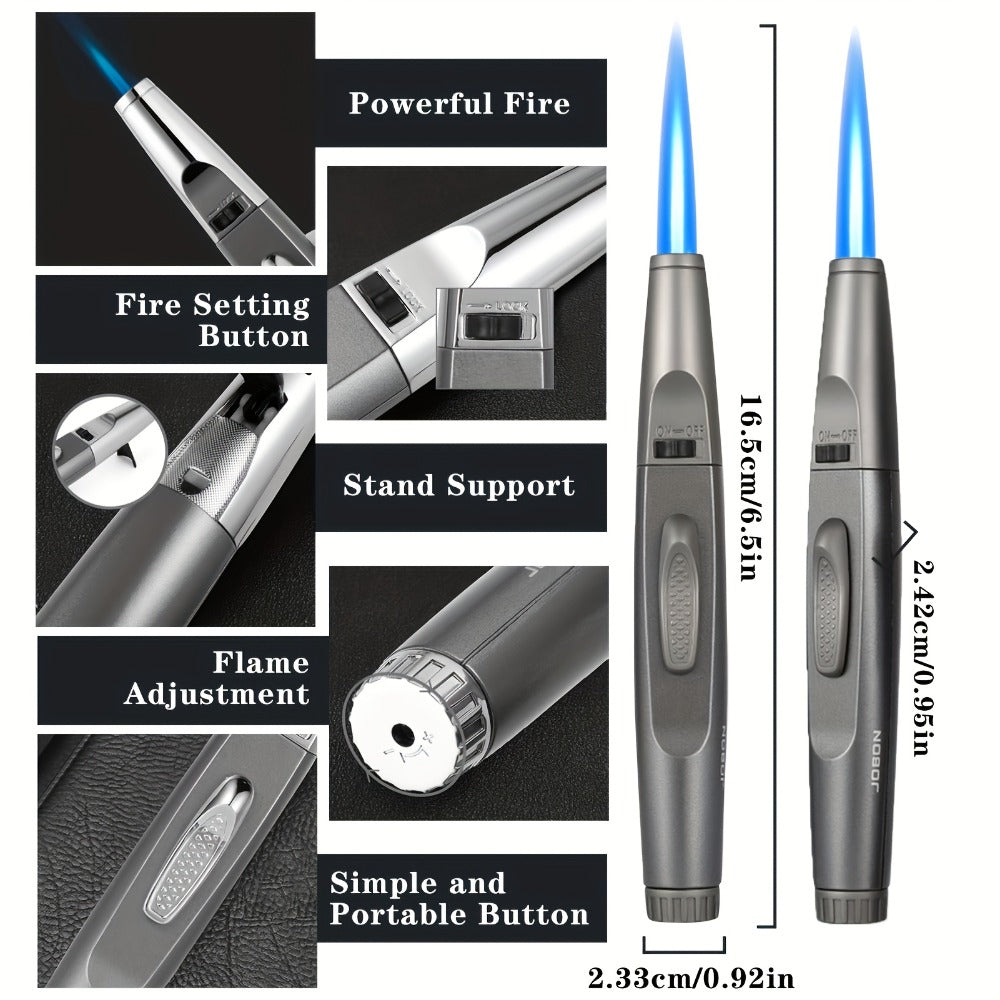 JOBON Pen-Style Torch Lighter with Angled Nozzle, Slim Metal Body and Included Gift Box Presentation