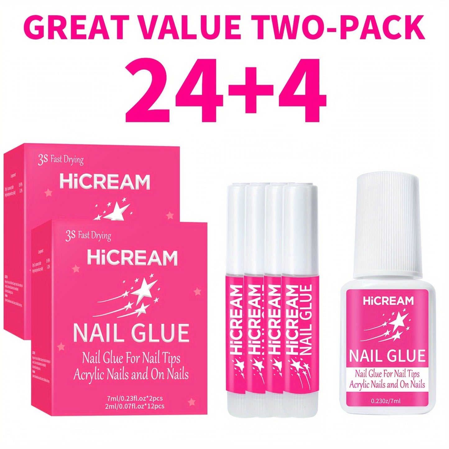 Nail Glue Set, MICHAN 14- or 28-Piece Configurations with 2ml Squeeze Tubes and Optional 7ml Brush Bottles