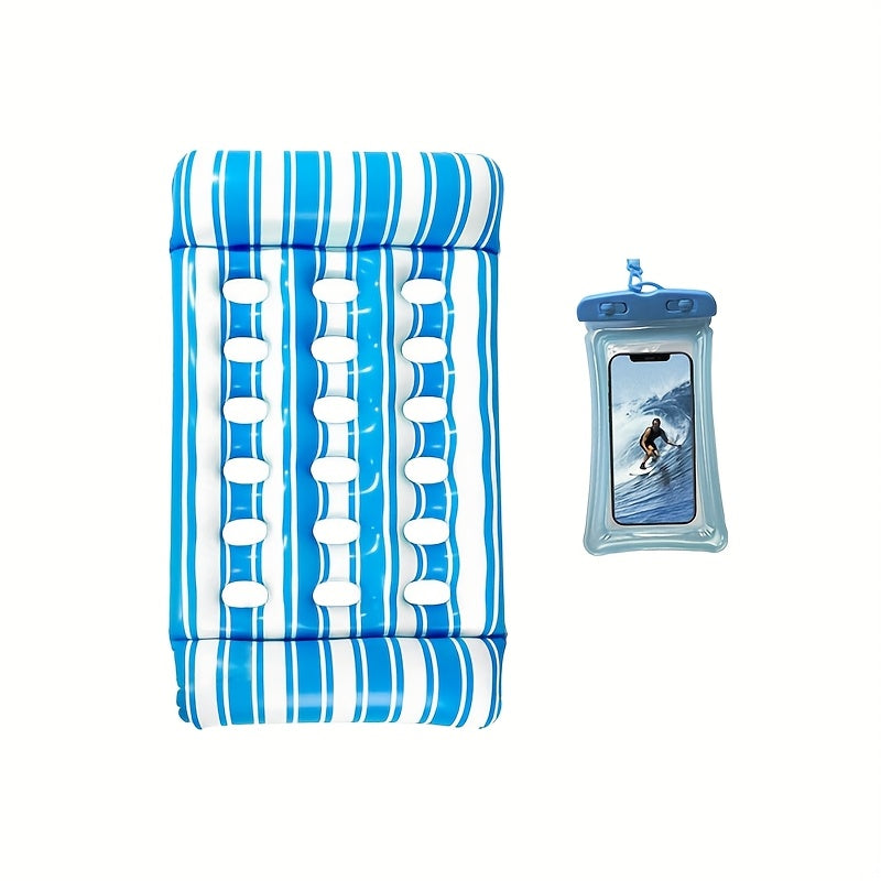 Pool Float Striped Tanning Mat with Built-In Headrest, 51.18 x 27.56 Inches and Three Color Selections
