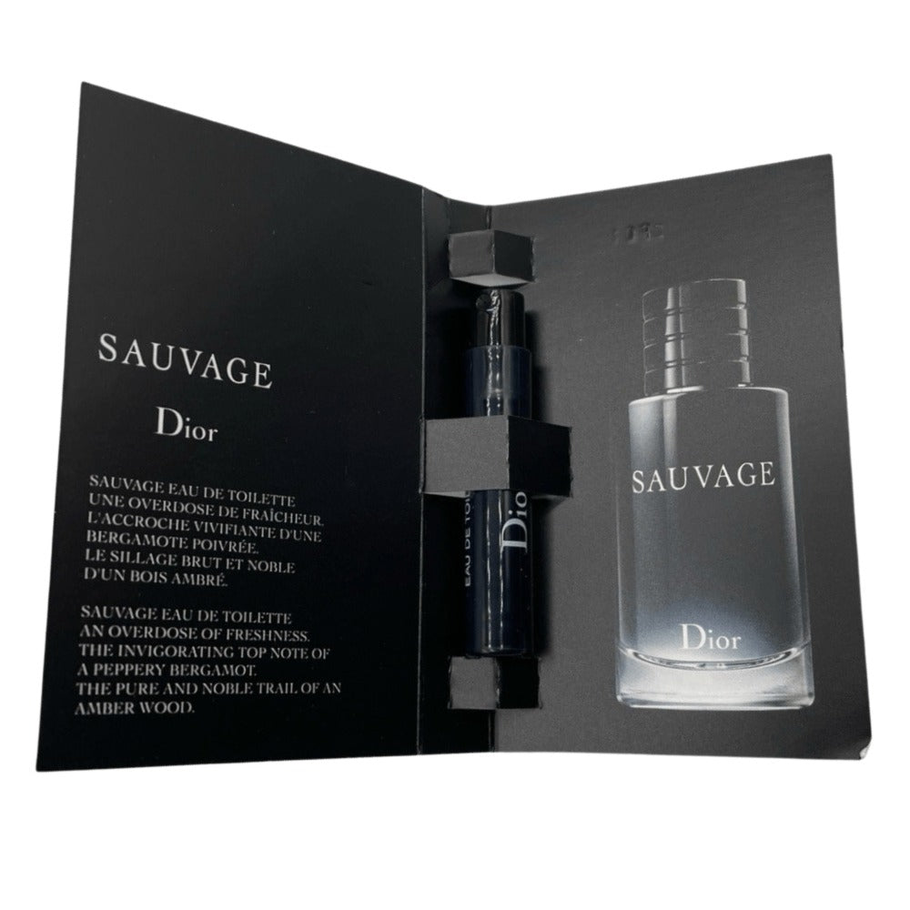 Dior Sauvage Eau de Toilette Mini Spray Vial, 1ml with 0.03 fl oz Black Labeled Sample Card