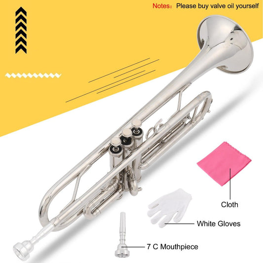 B-Flat Trumpet, 49 cm, 8.6 cm, Silver, Concert, Band for School Band detail image