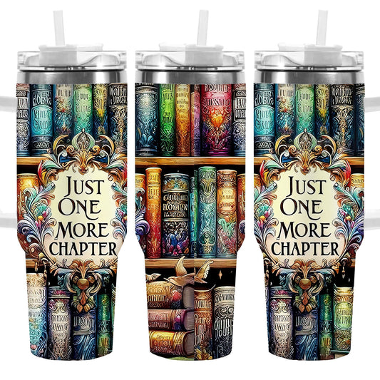40oz Insulated Tumbler with Lid - Vibrant Bookshelf Art Double Wall Vacuum Travel Mug, Spill Proof Coffee Cup, Gift for Dad Mom, Christmas Birthday Father's Day Gift
