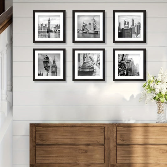 Square Photo Frames Set of 3, Black White 8x8 12x12 Inch Wall Hanging Picture Frames for Living Room Hallway Gallery Wall, Holiday Gift for Friends Family Home Decor