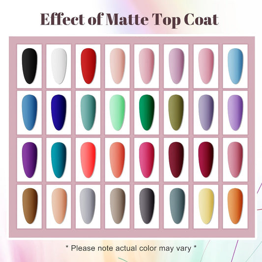 Gel Nail Polish 36-Piece Kit with 32 Colors, Base Coat and Three Top Coat Finishes for Home and Salon Use