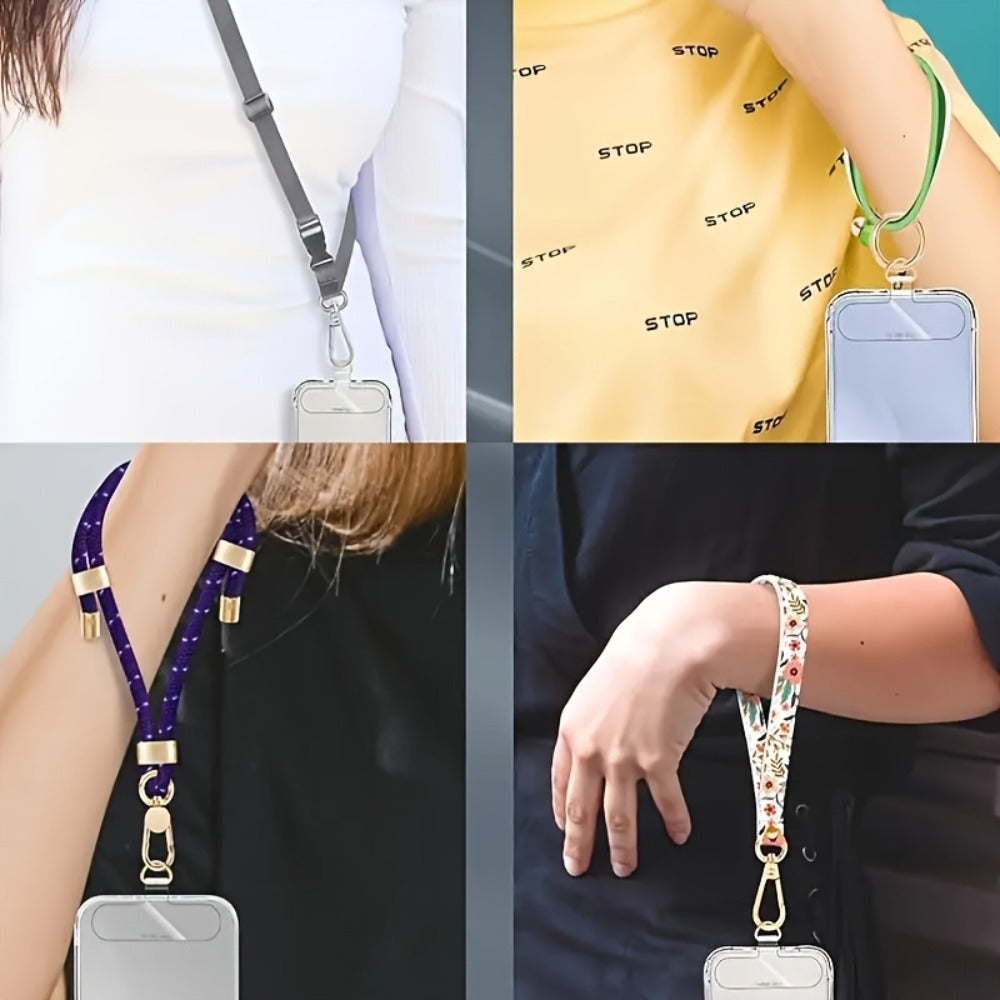 Transparent Phone Lanyard Patches, 30-Piece TPU Adhesive Tether Tab Set with Metal Rings for Full-Cover Phone Cases