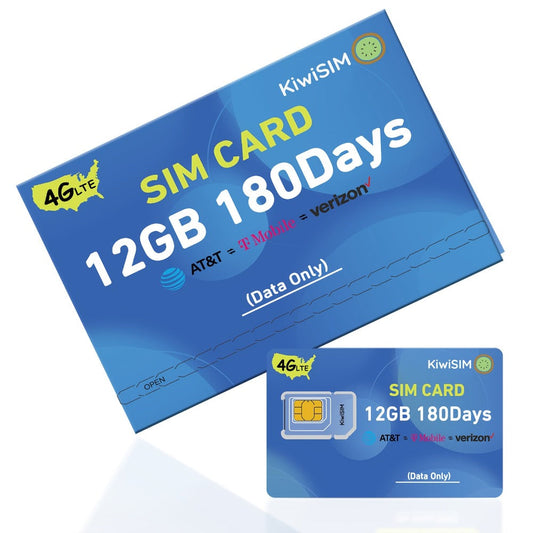 Prepaid Data SIM Card USA 4G LTE KIWISIM Auto-Switch AT&T & T-Mobile – No Contract No Monthly Fee, 6GB 8GB 24GB Plans for Security Cameras GPS Trackers Mobile Hotspots IoT Tablets Smartwatches