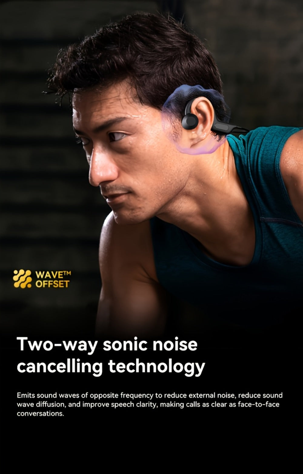 Open Ear Air Conduction Headphones Wireless, Mosyxe Sport Earphones with Noise Cancelling Mic, Seamless Bluetooth Pairing, Lightweight Open-Ear Design for Running Cycling Hiking Gym Outdoor Sports
