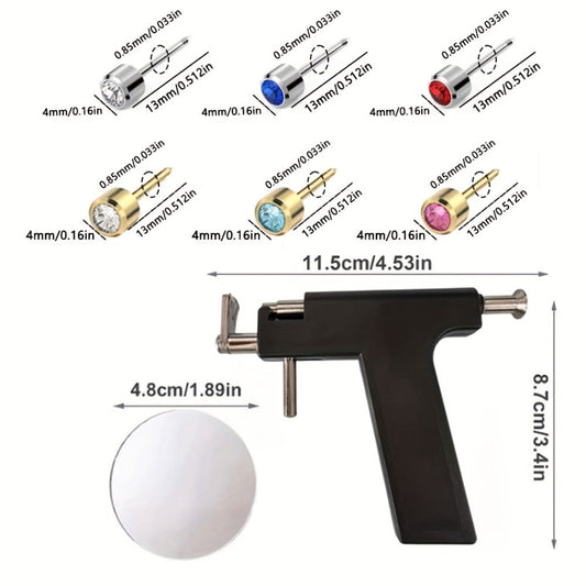 Ear Piercing Gun Kit 37pcs Professional Set — 24 Stainless Steel Earrings, 12 Crown Earrings, Safe One-Click DIY Ear Piercing Tool for Women, Girls & Teens at Home or Salon