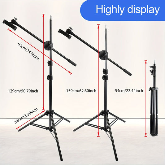 62 Inch Overhead Phone Tripod with Travel Bag – Adjustable Top-Down Bird Eye View Phone Holder & Desktop Stand for Cooking Tutorials, Drawing, Online Teaching, Live Streaming & Flat Lay Photography