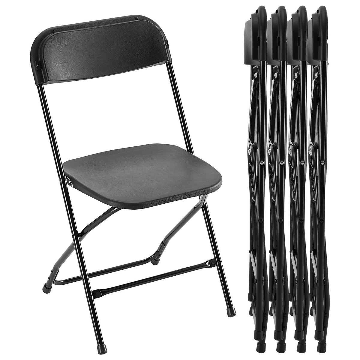 White or Black Molded-Seat Folding Chair Sets in 4, 6, 8, 10 or 20-Piece Checkouts Pictured