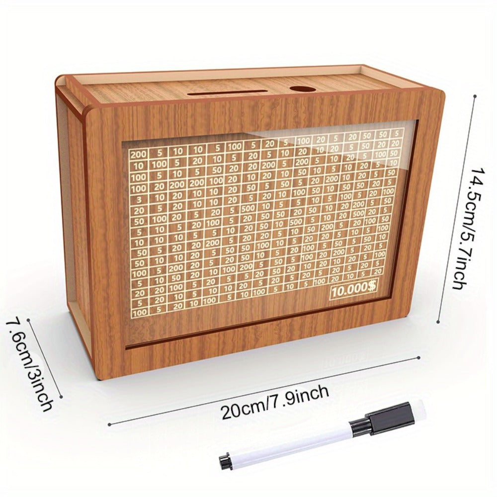 Wooden Savings Bank with Digital Counter 2-Pack – 7.87x5.7" Adult Coin Bank Holds $10,000, Savings Goal Tracker Box, Ideal Gift for Friends Family Home Decor