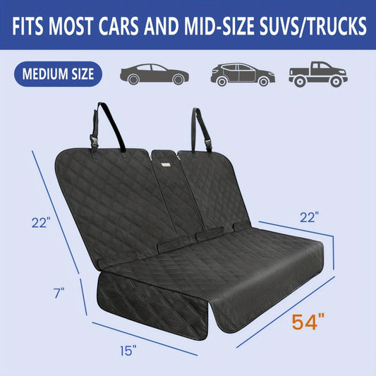 Bench Seat Cover for Back Seat – Waterproof 900D Full Rear Seat Protector for Pets & Kids, Universal Fit Cars Trucks SUVs, Non-Slip Machine Washable, Seat Belt & Armrest Access, Black