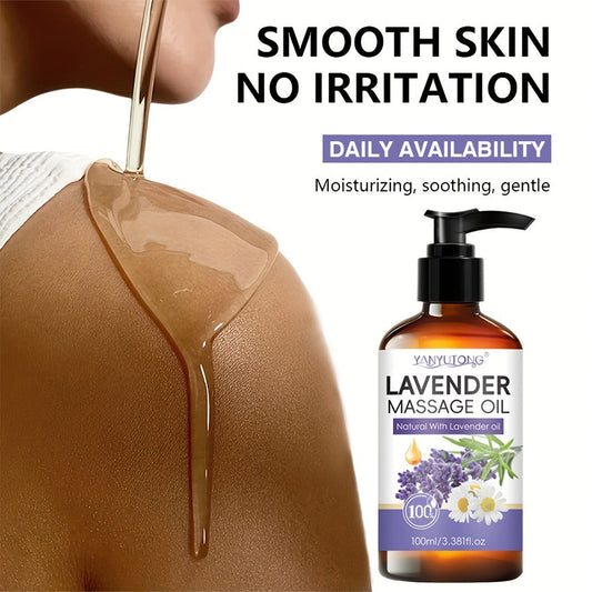Lavender Massage Oil for Body 3.38oz — Natural Nourishing & Hydrating Formula for All Skin Types, Calming Aromatherapy, Couples Massage Oil, Gentle Non-Irritating Skincare Gift for Women