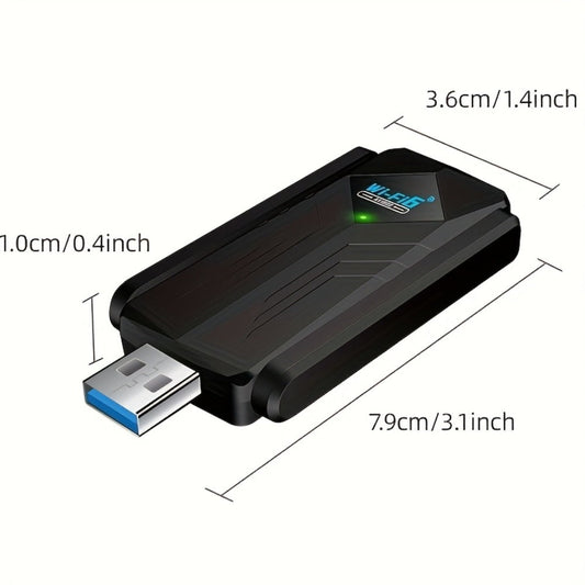 1800Mbps USB WiFi Adapter for PC Desktop Laptop with Dual 5dBi Antennas, 5GHz & 2.4GHz Dual Band Wireless Network Adapter, Windows 11 10 8 7 Compatible, Double Antenna or No Antenna Version