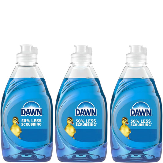 Dawn Ultra Dish Soap Original Scent Value Pack of 3 x 7.5 oz Grease Cutting Dishwashing Liquid for Kitchen Tough Stains Squeaky Clean Dishes Everyday Use