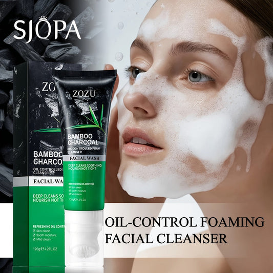 Bamboo Charcoal Pore Cleansing Kit 4pcs Deep Pore Cleanser Mask Oil Control Face Wash Cleansing Essence & Extraction Brush — Blackhead Removal Detox Skincare Set for All Skin Types Women