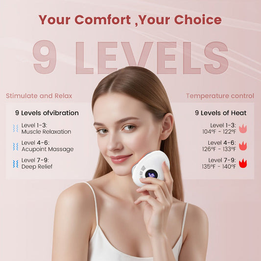 Gua Sha Electric Facial Sculpting Tool — 9-Speed Vibration & 9-Speed Heat, Face Lifting Lymphatic Drainage Massager for Skin Tightening & Contouring, Pink & White for Women