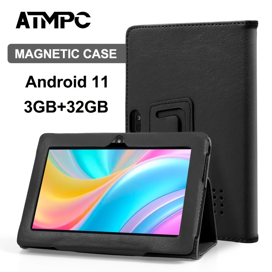 ATMPC 7-Inch Android 11 Tablet with 3GB Memory, 32GB Storage, HD IPS Display and Magnetic Folding Case