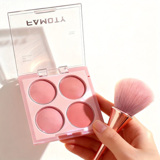 Blush Palette with Brushes Set 4-in-1 — Low Saturation Matte Powder Soft Gradient Finish, Buildable Coverage for Cheeks & Eyes, All Skin Tones, Natural Everyday Makeup Look