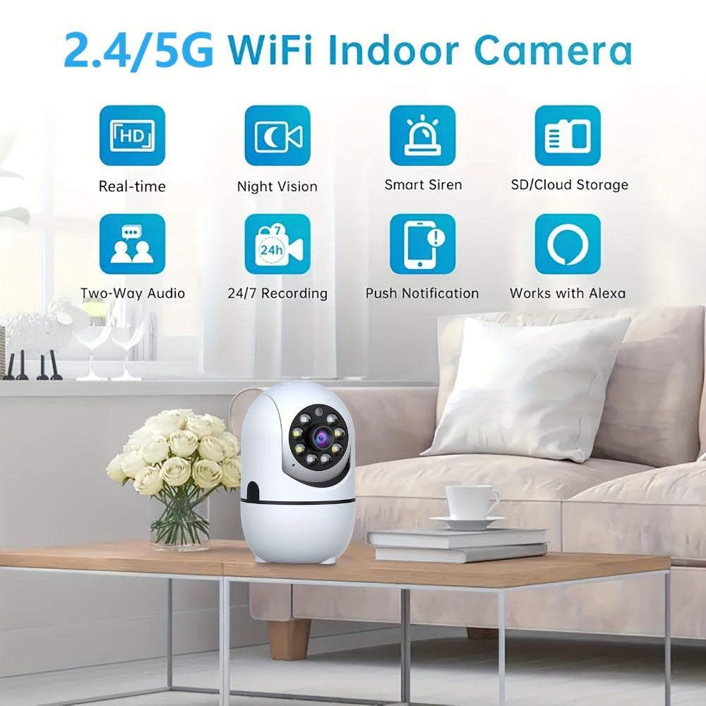 Indoor Security Camera 4-Pack with 355° Pan-Tilt, Dual-Band WiFi, Night Vision and Two-Way Talk