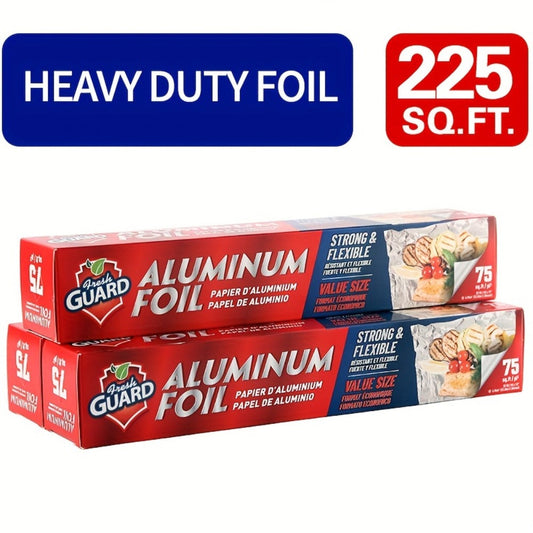 Heavy Duty Aluminum Foil Roll 12 Inch Wide Restaurant Grade – Food Safe Disposable Wrapping for Burritos, Hot Dogs & Sandwiches | Pack of 2 (300 Sq Ft) or Pack of 3 (225 Sq Ft) for Food Service & Catering