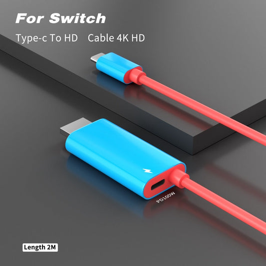 USB C to HDMI Cable 4K 30Hz for Nintendo Switch OLED - PD 100W Charging Portable USB-C HDTV Adapter for Laptop Tablet Phone MacBook