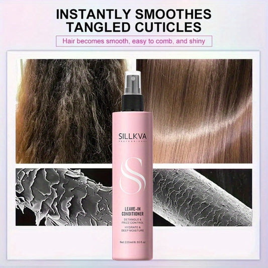 Wig Conditioner Spray with Argan Oil & Vitamin E Leave-In - Sillkva Moisturizing Care for Synthetic & Human Hair Wigs, Detangles, Reduces Frizz, Adds Shine, Daily Use