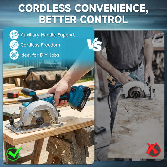 Brushless Circular Saw Kit 21V Cordless, Battery & Charger Included, Adjustable 45° Bevel Cutting, Saw Blades Included, Variable Speed, Compact & Lightweight for Woodworking & Home Projects