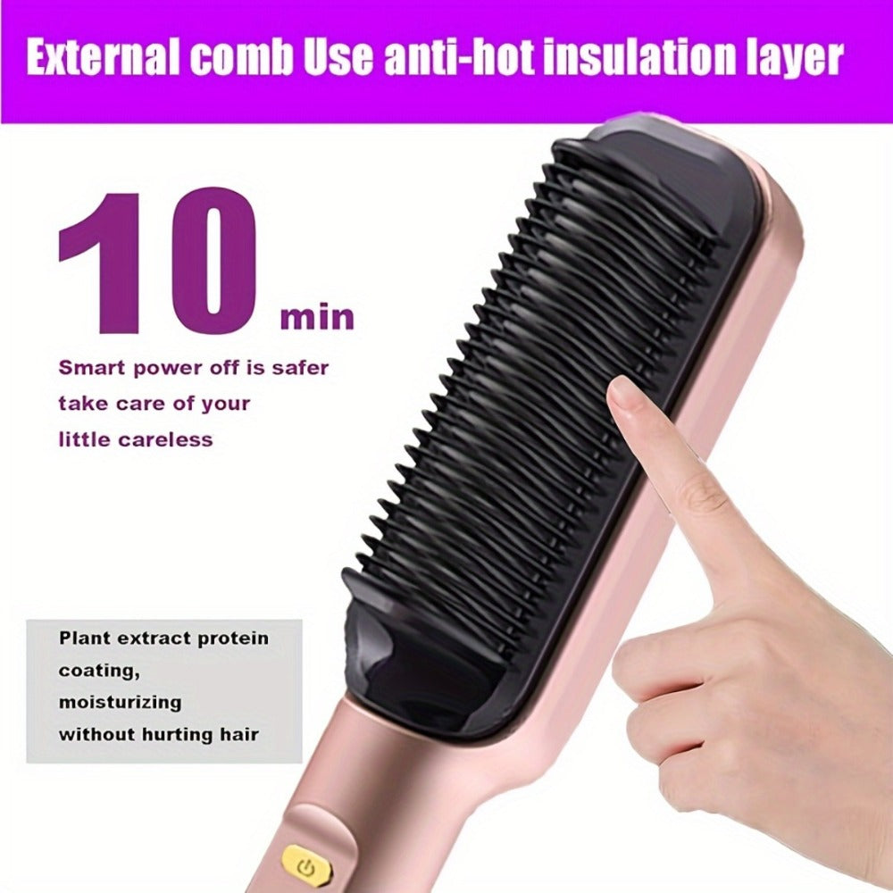 2-in-1 Wet and Dry Hair Straightener Curler Portable Flat Iron Fast Heat Adjustable Temperature Frizz-Free Styling Tool for Home Travel Women Gift Champagne