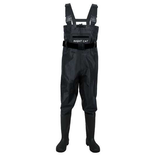 Waterproof Chest Waders for Men – Bootfoot PVC Fishing Suit with H-Back Suspenders, Anti-Slip Rubber Boots | Sizes 7.5–13 | Ice Fishing, Fly Fishing, Saltwater & Hunting