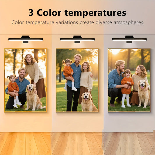 Picture Lights for Wall Battery Operated Rechargeable | Cordless LED Wall Sconce with Remote & 3 Color Temperatures – Art Light for Painting, Frame, Gallery & Dartboard, Black
