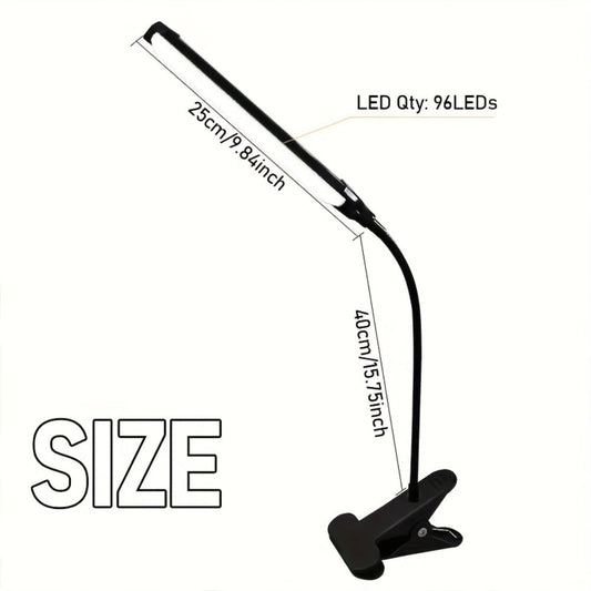 Clip-On LED Desk Lamp Flexible Gooseneck USB Powered – 3 Color Modes 10 Brightness Levels Swing Arm Clamp Light for Home Office Study Reading Crafts Gaming Bedroom – Black
