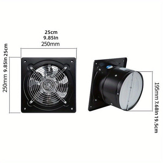 Exhaust Fan 8 Inch Wall Mount Ventilation Fan – 40W Pure Copper Motor, Backdraft Damper, Metal Fume Extractor with Switch for Kitchen, Bathroom, Garage, Shop & Smoking Room