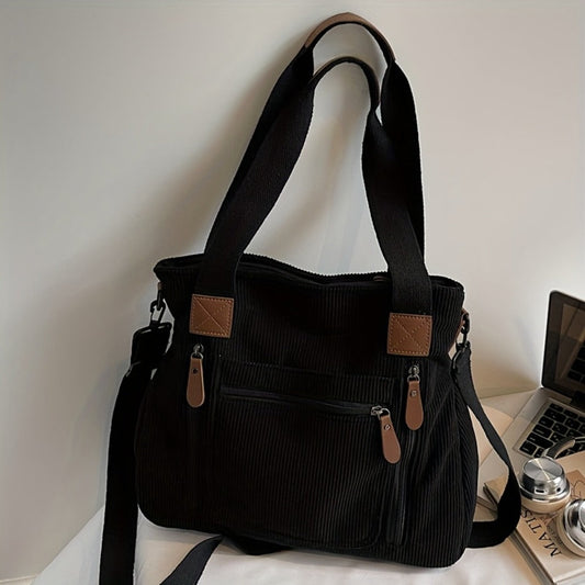 Backpack for Women – Corduroy, Large Capacity, Multi-Pocket, Adjustable Strap – alternate view