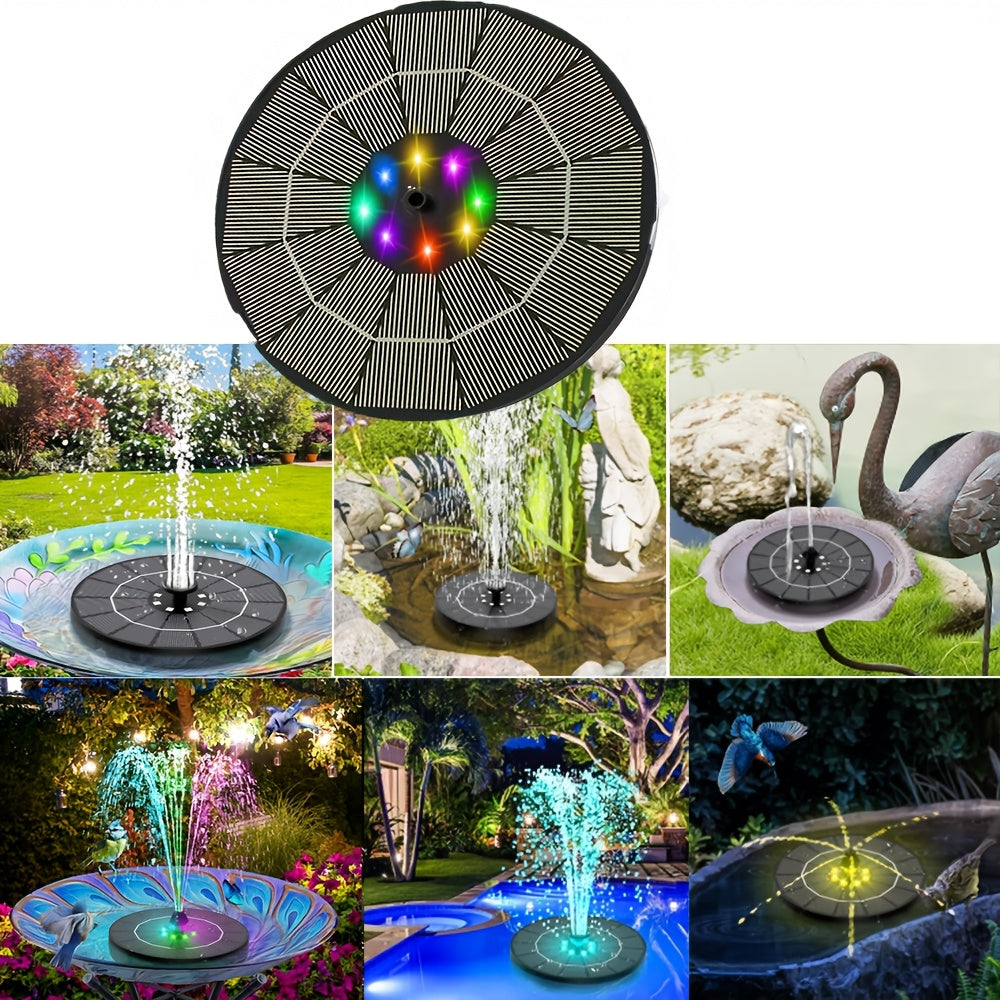 Solar Fountain Pump LED Lights Remote Control – 16 Nozzles 4400mAh