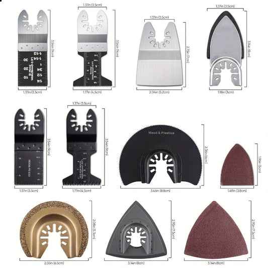 115pcs Oscillating Saw Blades Set with Sandpaper – Multitool Blades for Wood Metal Plastic, Universal Fit for Major Brands, Complete DIY & Pro Cutting Kit