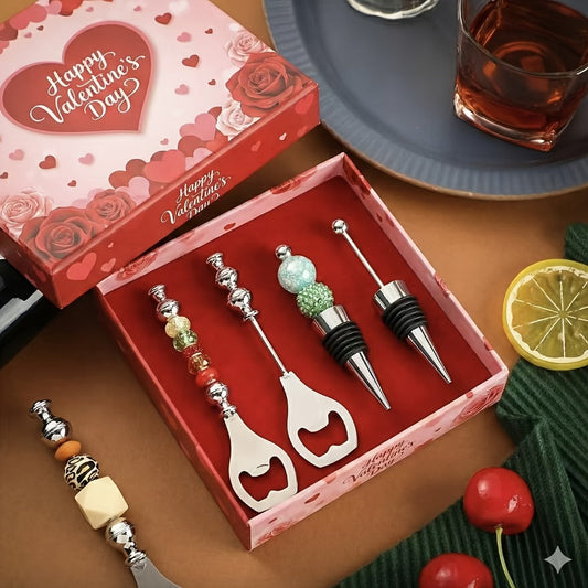 Beadable Beer Bottle Opener Set Bulk Decorative Beaded Wine Stopper Reusable DIY Party Gift for Wedding Bar Festival 10 or 20 Pieces
