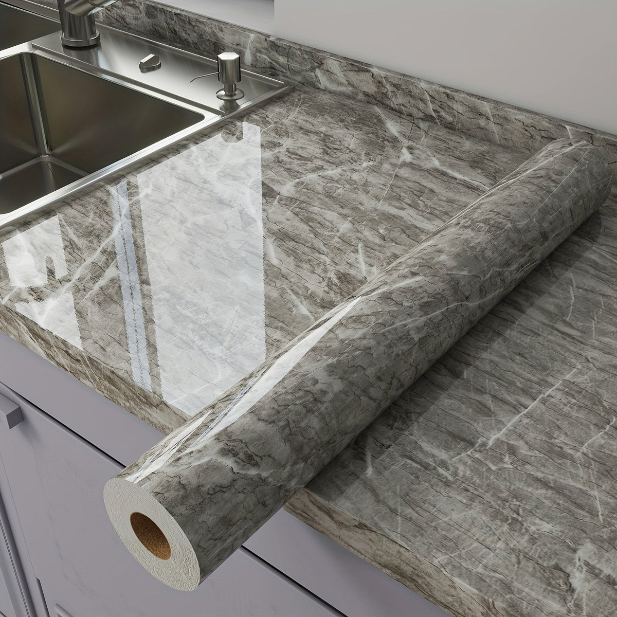 Marble Peel and Stick Wallpaper Roll - Oil-Proof Self-Adhesive Wall Contact Paper for Kitchen Backsplash Bathroom Countertop