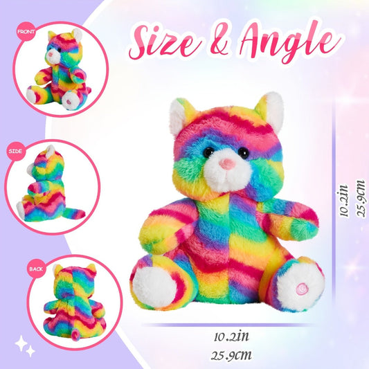 Plush Toy – Rainbow Cat with Glowing Color Points and Music for Bright Interactive Display