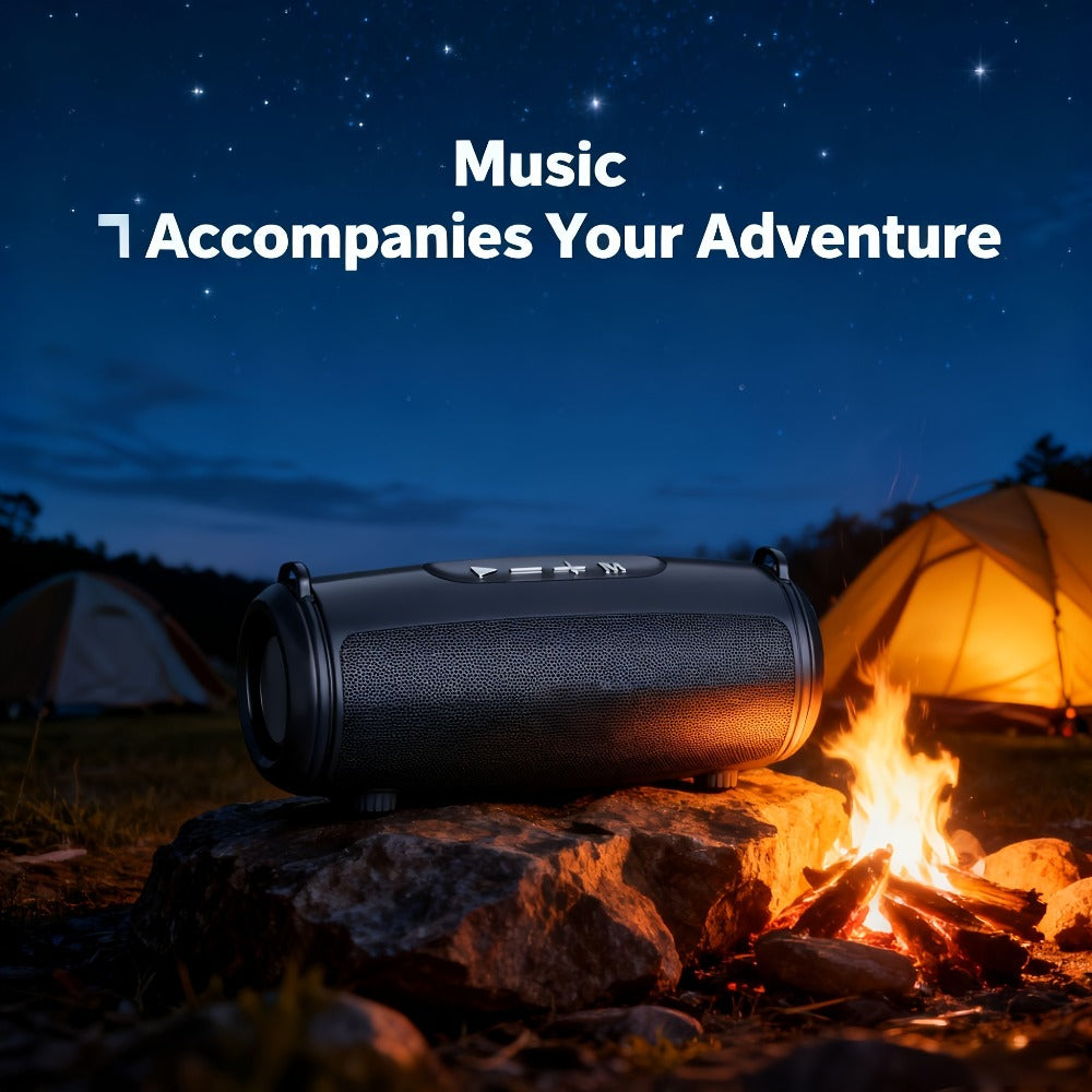 Portable Outdoor Bluetooth Speaker Wireless Stereo with 10-Hour Playtime, Loud Bass, Surround Sound for Parties, Travel, Camping & Beach — Waterproof Design for Indoor & Outdoor Use