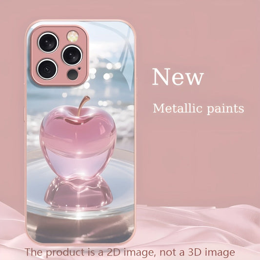 Phone Case Pink Metallic Tempered Glass Back with TPU Bumper and Wireless Charging for Select iPhones