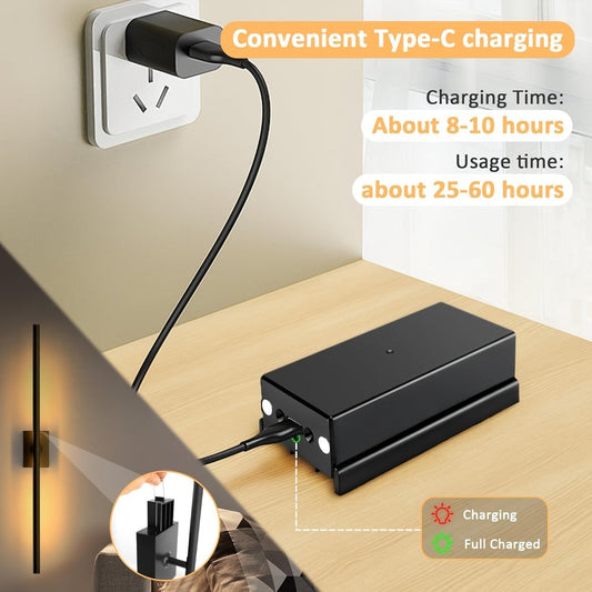 Cordless LED Wall Sconces 2 Pack with Remote - Dimmable Battery Operated Wall Lights Adjustable 3000K-6000K Color Temperature No Hardwiring Modern Picture Lights for Bedroom Hallway Living Room Black