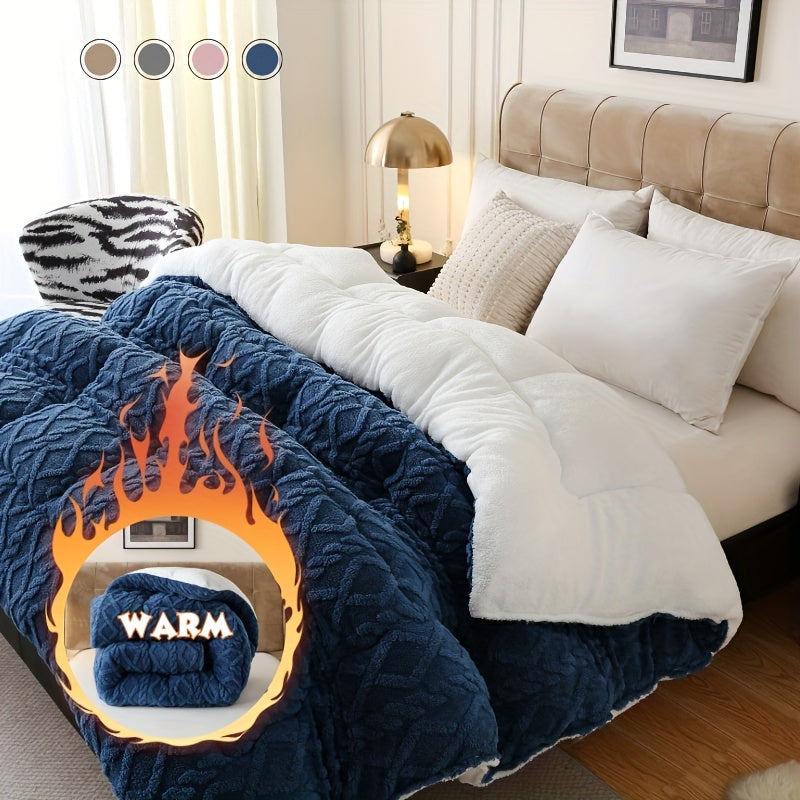 Sherpa Comforter Double-Sided Plush Taffeta, Extra Thick 500GSM Warm Fluffy Comforter for Autumn & Winter – Soft Cozy Bedding for Twin XL, Full, Queen, King (Grey/Pink/Beige/Blue)