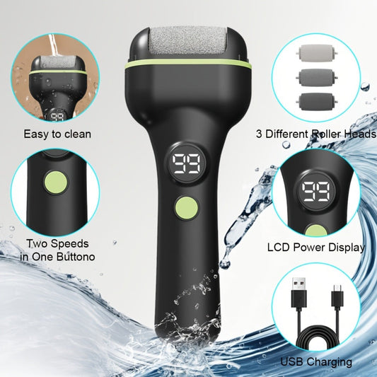 Foot Callus Remover Electric Rechargeable 3 Interchangeable Grinding Heads LCD Display Portable Electronic Foot File Dead Skin Remover Pedicure Tool for Women Men Athletes