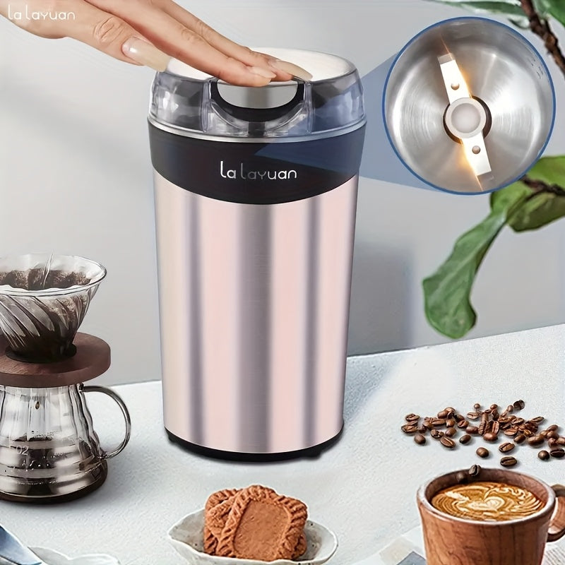 Electric Coffee Grinder with Stainless Blade, Press-Button Control and Stainless Steel or Silver Finish