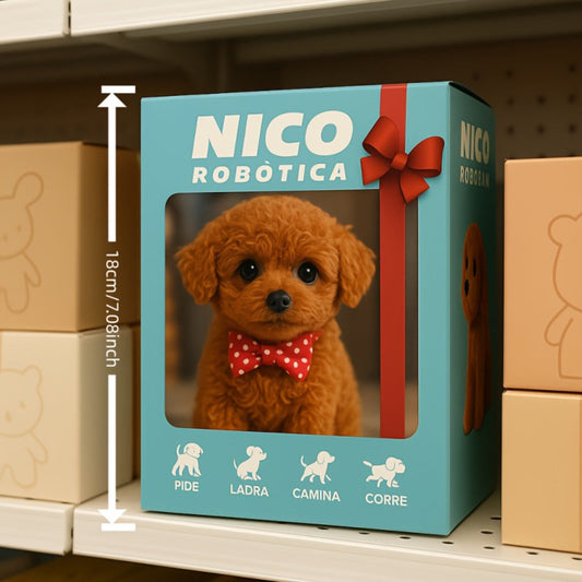 Electronic Plush Puppy Toy Walks Barks Wags Tail – Realistic Robotic Teddy Poodle Dog Stuffed Animal with Gift Box for Kids Toddlers, Interactive Pet Toy Birthday Christmas Gift for Boys Girls Ages 3+