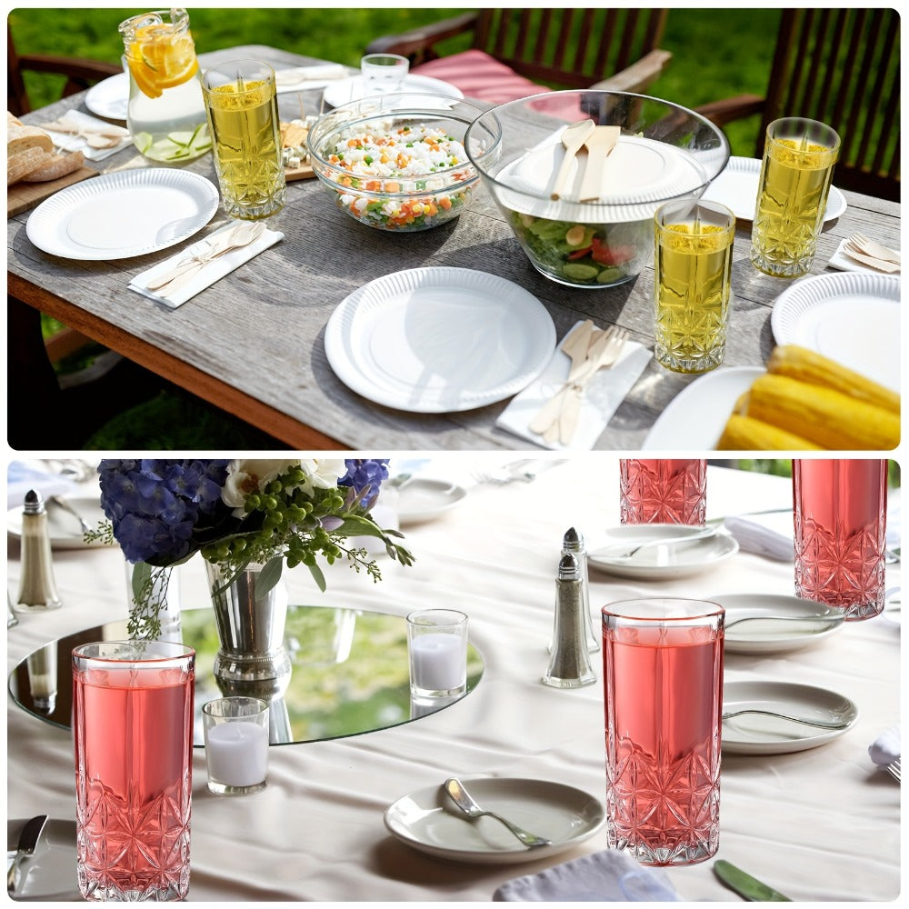 Twelve-Piece Textured Highball Glass Set with 12-Ounce Capacity and 5.9-Inch Tall Clear Design