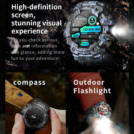 Smartwatch for Men 1.32 Inch Tactical Watch with LED Flashlight, SOS and 100+ Sport Modes in Eleven Colors